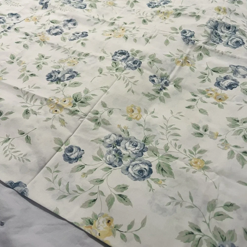 Vtg 80s Westpoint Stevens 2 Standard Pillowcase Blue Cabbage Rose French Country